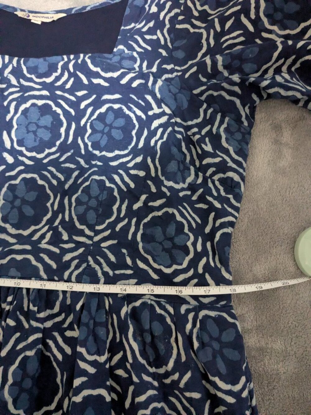 Indophilia Indigo Cotton Midi Dress with pockets - Picture 8 of 9